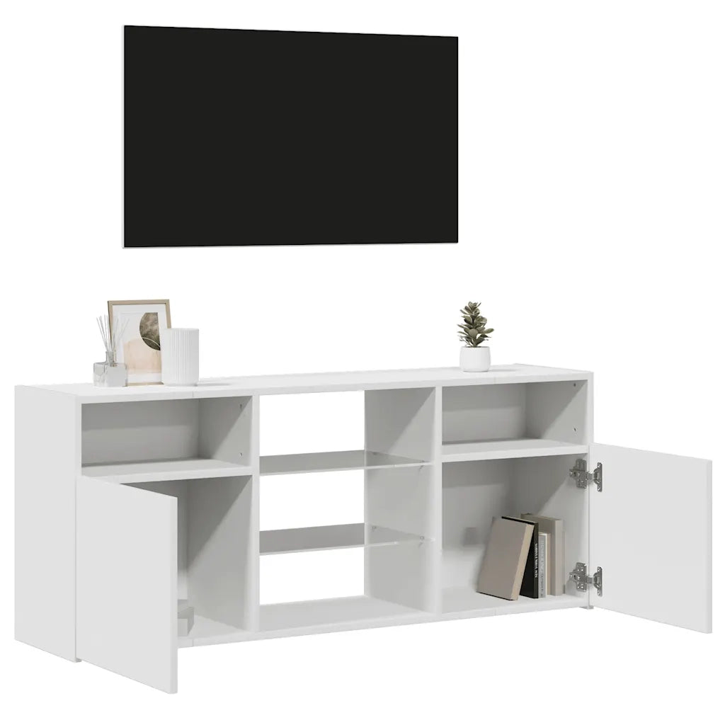 Mobile Porta TV con Luci LED-Credenza TV Bianco 120x30x50 cm