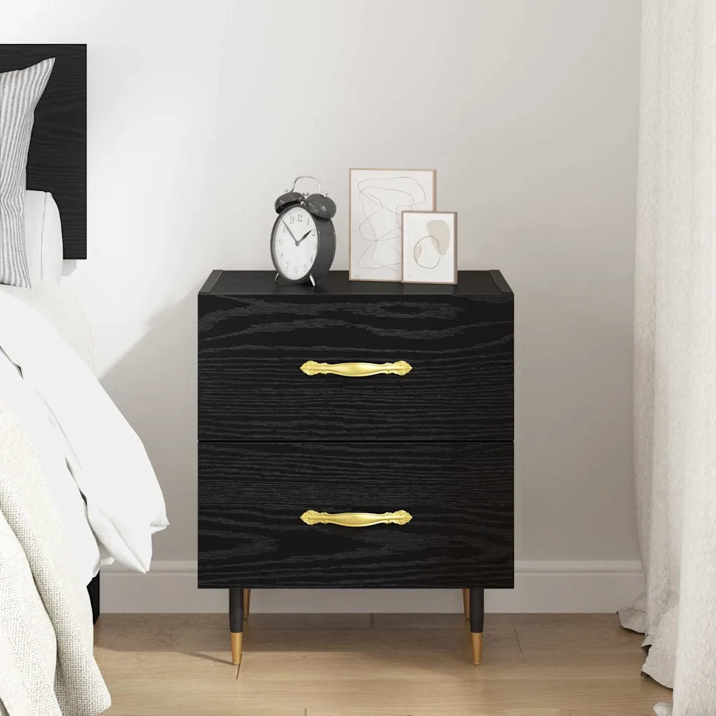 Armadio da Notte con cassetto Rovere Nero 40 x 35 x 47,5 cm