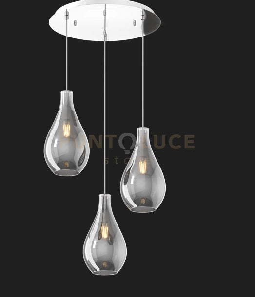 SOSP. CROMO 3 LUCI TONDA VETRI PICCOLI FUME' 1193CR-S3 TP-FU
