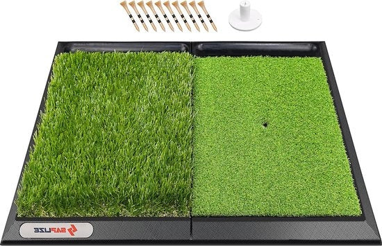 Tappetino da golf 65x43 cm con ballatoio integrato e base in gomma pesante - tappetino da golf da allenamento - tappetino da golf portatile con tappetini da golf e holder per tazze in gomma