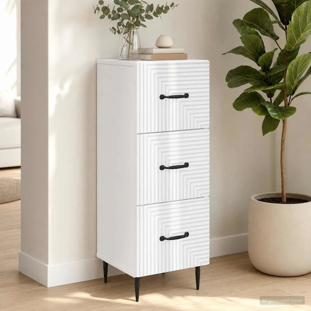 Mobile con Cassetti Bianco Lucido 33 x 34,5 x 89,5 cm 894849