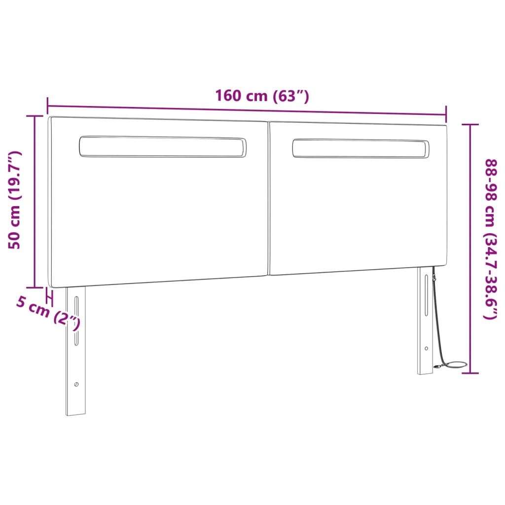 Testiera LED Grigio 160 cm Pelle Sintetica 42007307