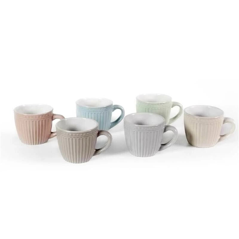 SET 6 TAZZINE PASTEL DA CAFFÈ CON MANICO 90 ML 6 X 5,5H CM
