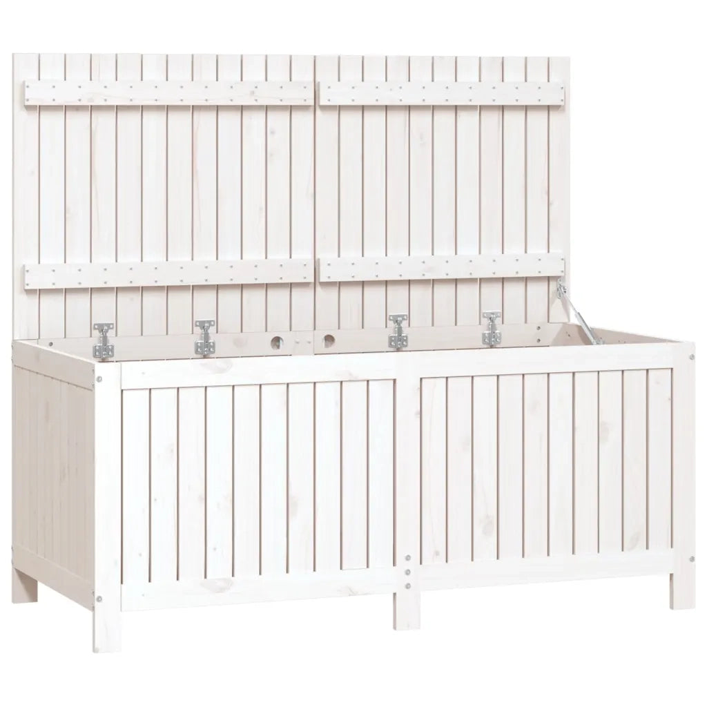 Contenitore da Giardino-Cassapanche da esterno Bianco 147x68x64 cm Legno Massello Pino