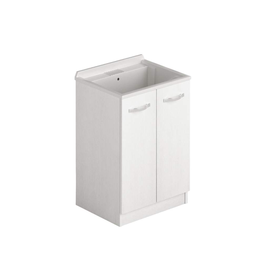 Lavatoio in legno 61x50 due ante colore bianco frassinato