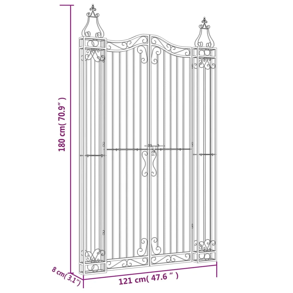 Cancello da Giardino Nero 121x8x180 cm in Ferro Battuto CFW8384781