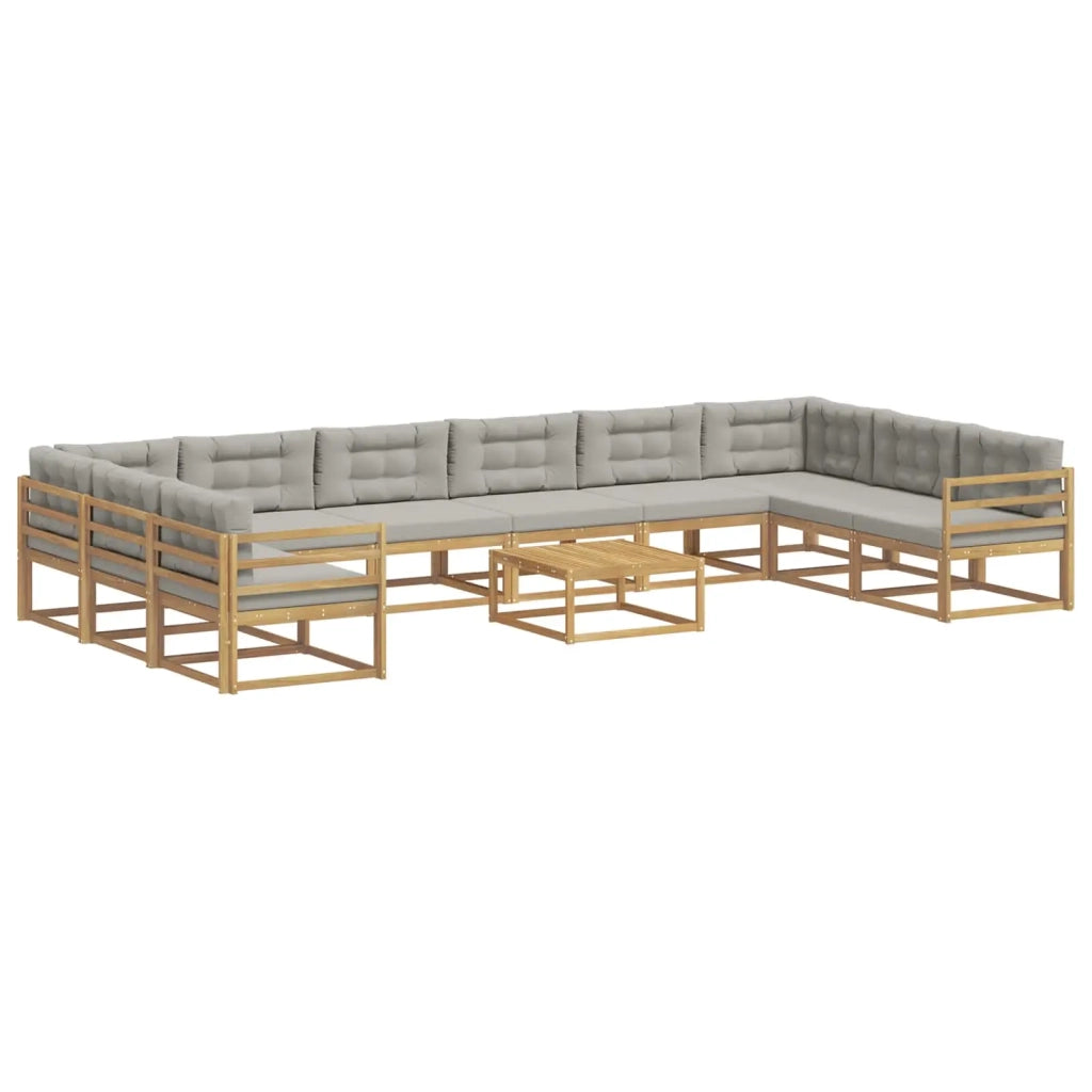 Set di divani da esterno 11 pz Bianco e Grigio Chiaro 3387125