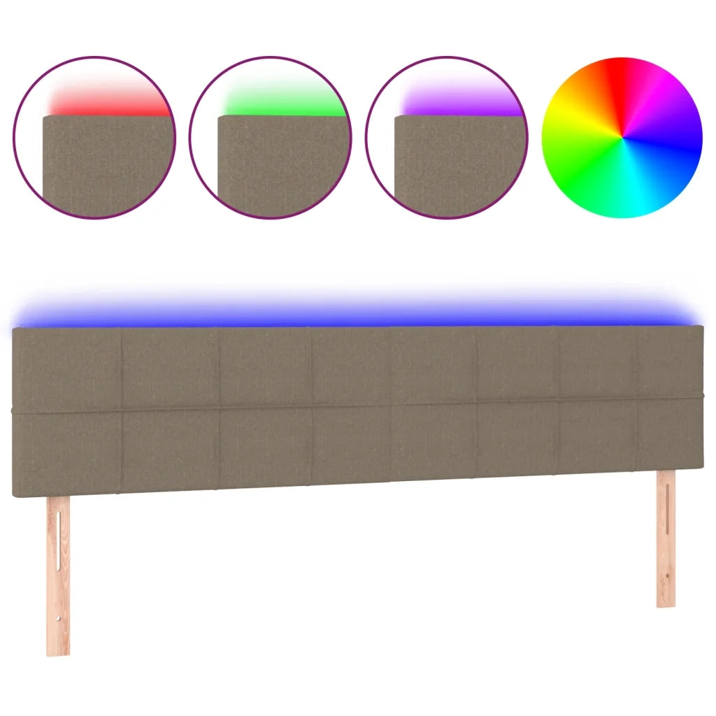 Testiera a LED-Testata con LED Tortora 180x5x78/88 cm in Tessuto 118745