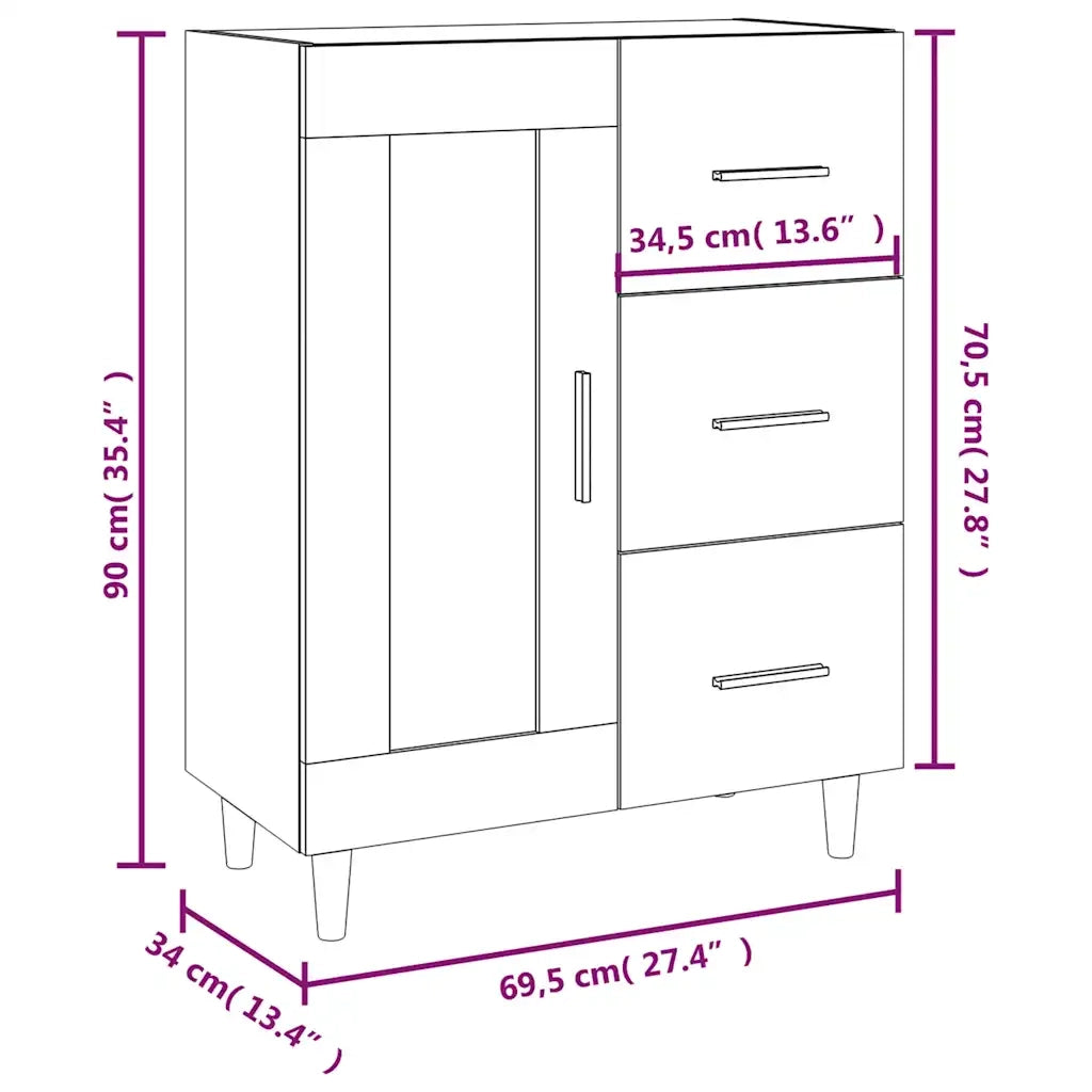 Credenza | Madia | Buffet da pranzo | Armadio da pranzo Bianca 69,5x34x90 cm in Legno Multistrato