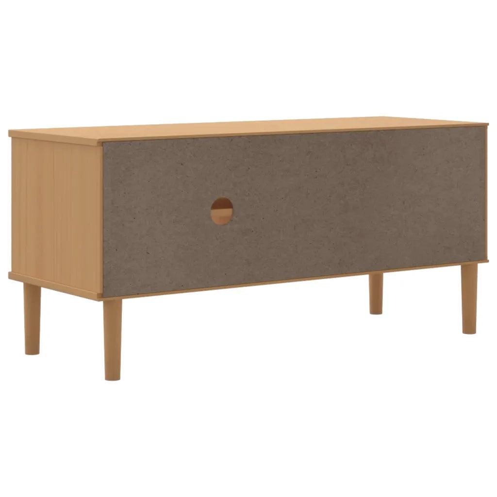 Mobile TV SENJA Aspetto Rattan Marrone 106x40x49 Massello Pino
