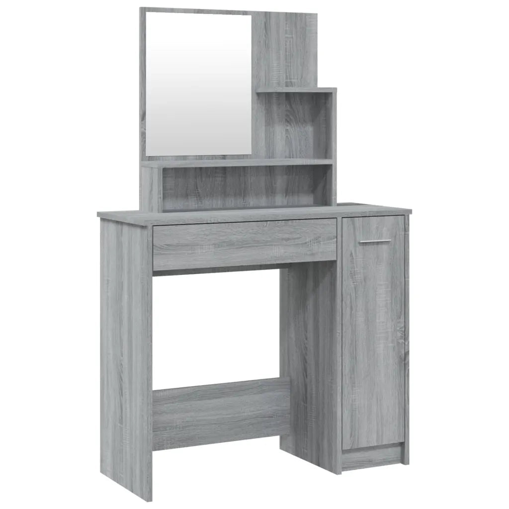 Toeletta con Specchio-Tavolo da Vanit¨¤ Grigio Sonoma 86,5x35x136 cm