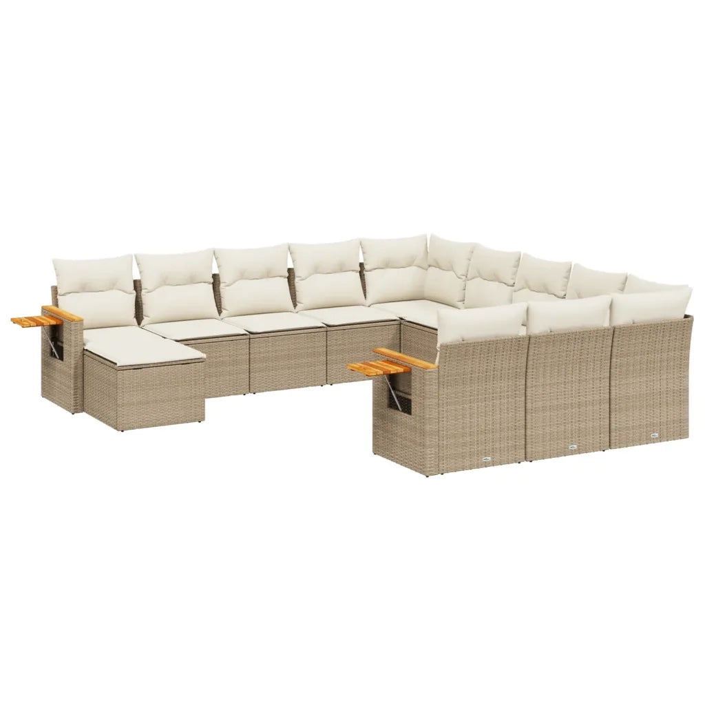 Set Divani da Giardino 11 pz con Cuscini Beige in Polyrattan