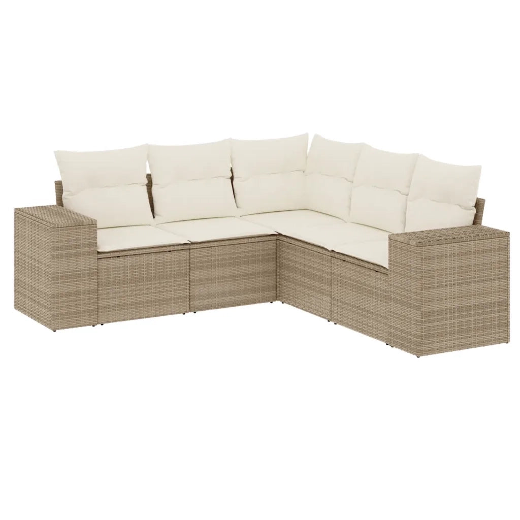 Set Divano da Giardino 5 pz con Cuscini Beige in Polyrattancod mxl 88435