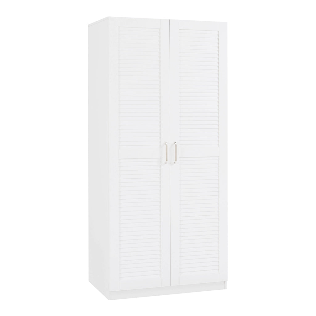 Armadio Guardaroba Finning con Ante a Persiana 176 x 80 x 52 cm Bianco [en.casa]