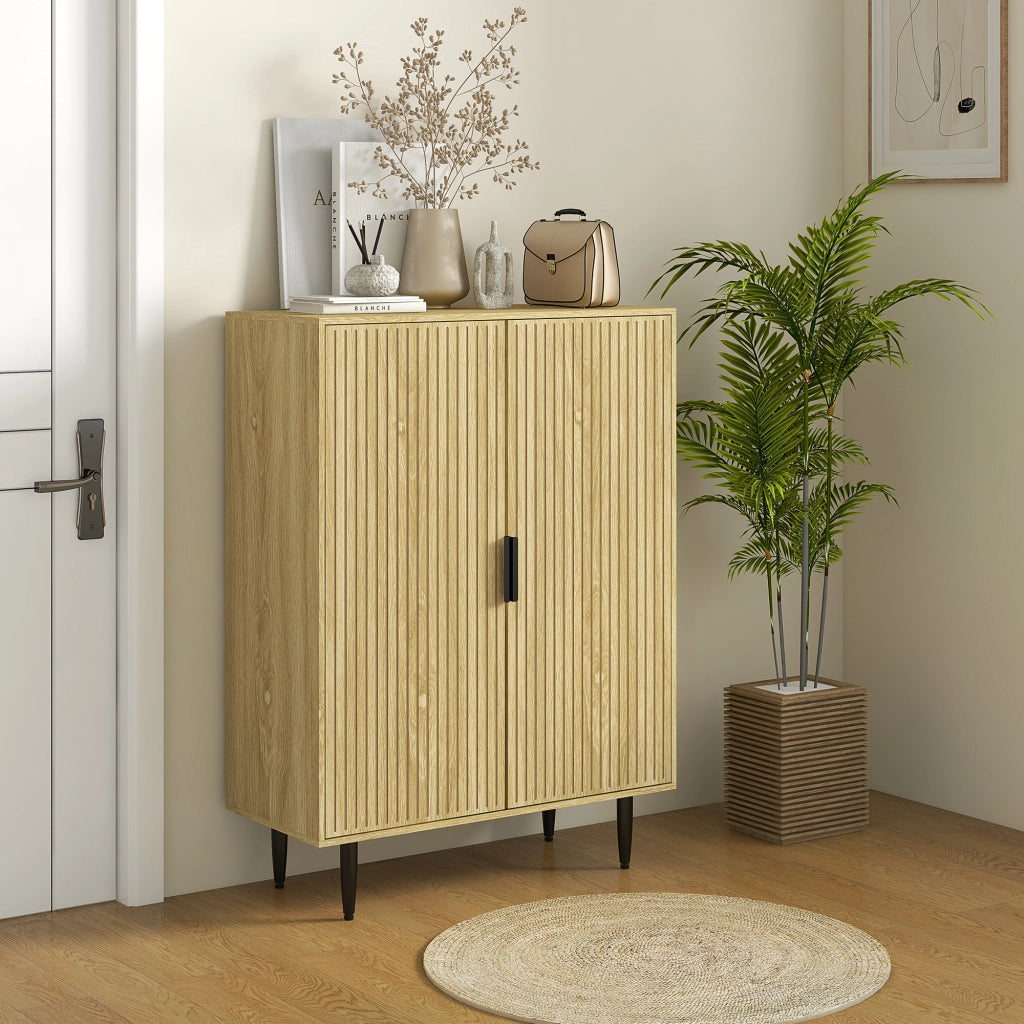 Scarpiera Salvaspazio per 15 Paia di Scarpe con 4 Ripiani Regolabili, 80x38x110cm, Rovere