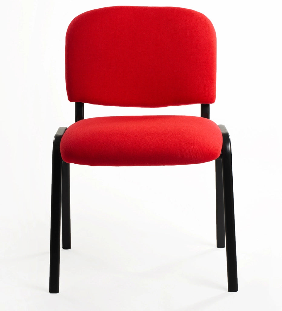 Set Di 6 Sedie Per Sala attesa Ufficio Studio Conferenze Riunione Ospite Impilabili Imbottite In Tessuto Rosso