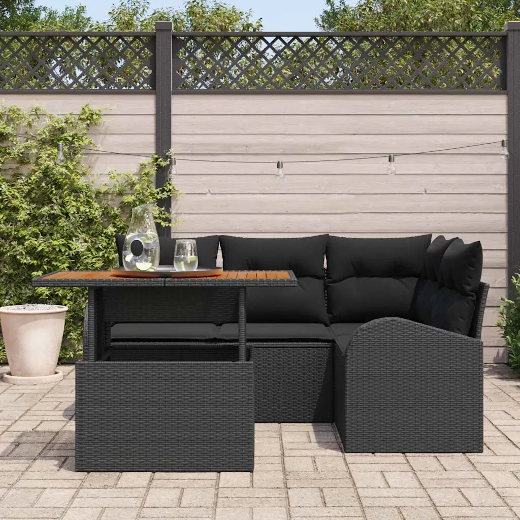 Set Divano da Giardino con archiviazione 5 pcs Nero Poly Rattan 3358319