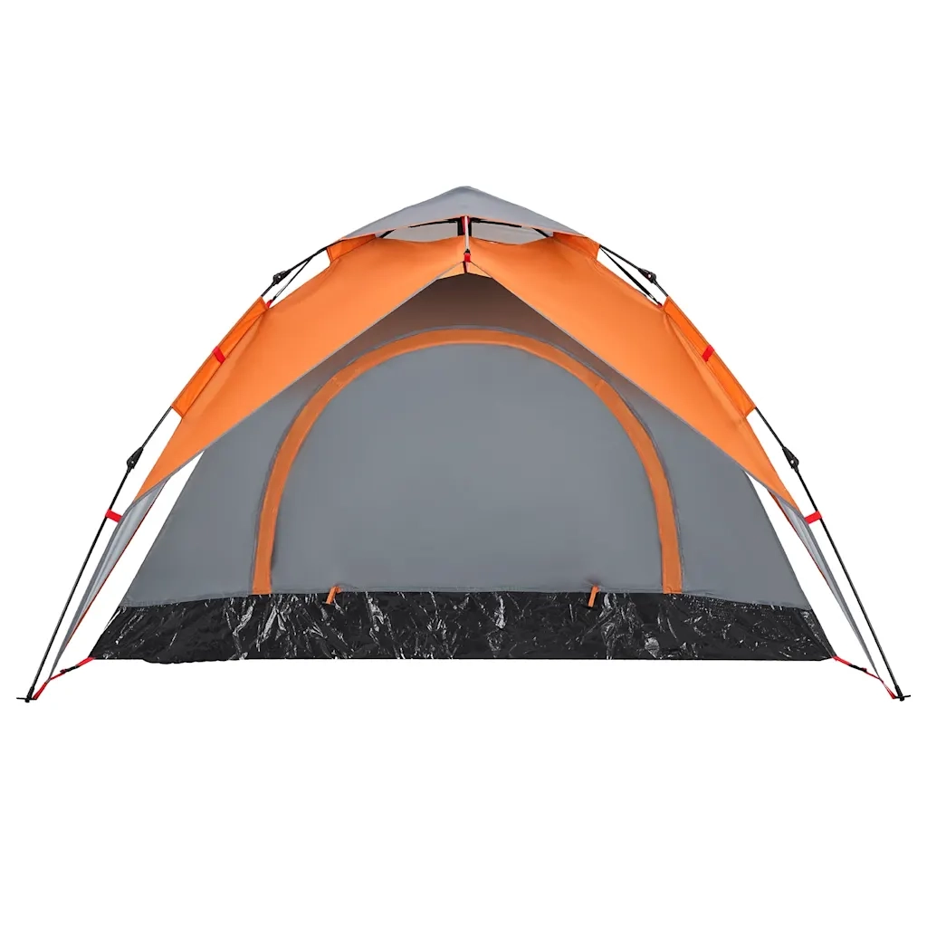 Tenda a Cupola 3 Persone Grigio e Arancione a Rilascio Rapido 4004179