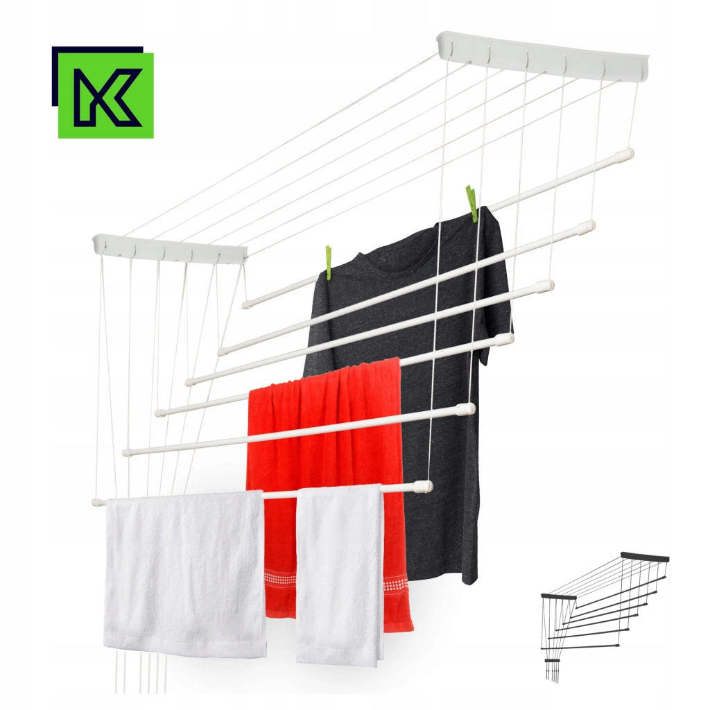 Stendibiancheria da soffitto KADAX per bagno, 6 barre, 100 cm, resistente e robusto.