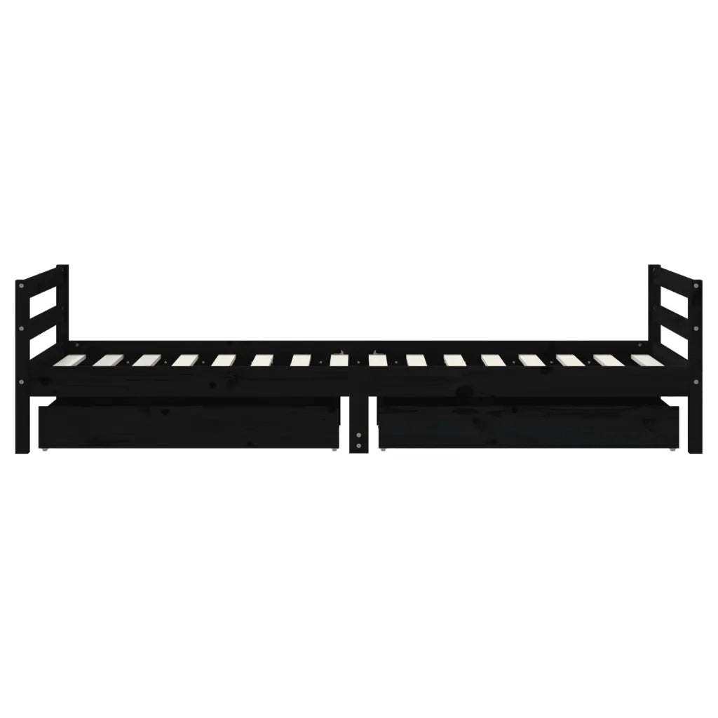 Giroletto Bambini con Cassetti Nero 90x200cm Massello di Pino 834440