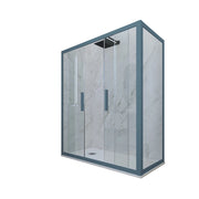 Box doccia 2 ante scorrevoli 70x160 CM H 200 Vetro Trasparente Profilo Blu Navy mod. Glam Duo