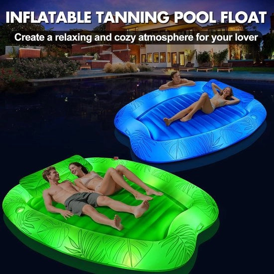 Piscina solare con materasso a aria compressa, luce colorata e contenitore - Inflabili e per adulti