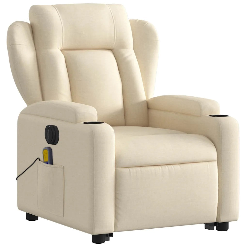 Poltrona Alzapersona Massaggiante Elettrica Crema in Tessuto 3204527