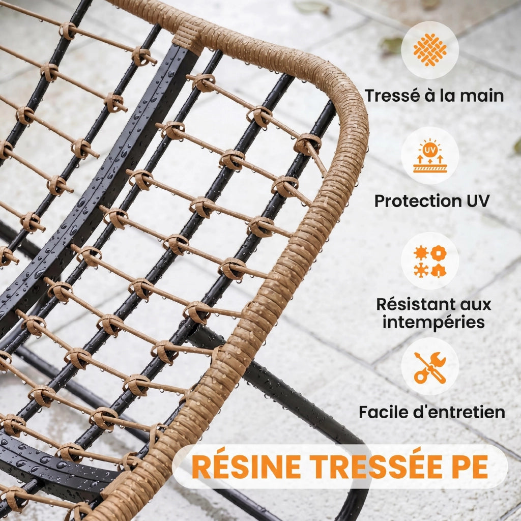Poltrona a Dondolo Ovale Papasan per Interni ed Esterni ¨C zephmum ¨C Grigio