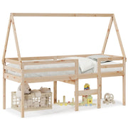 Letto singolo | Letto per adulti | Letto a Soppalco con Tetto 75x190 cm in Legno Massello di Pino