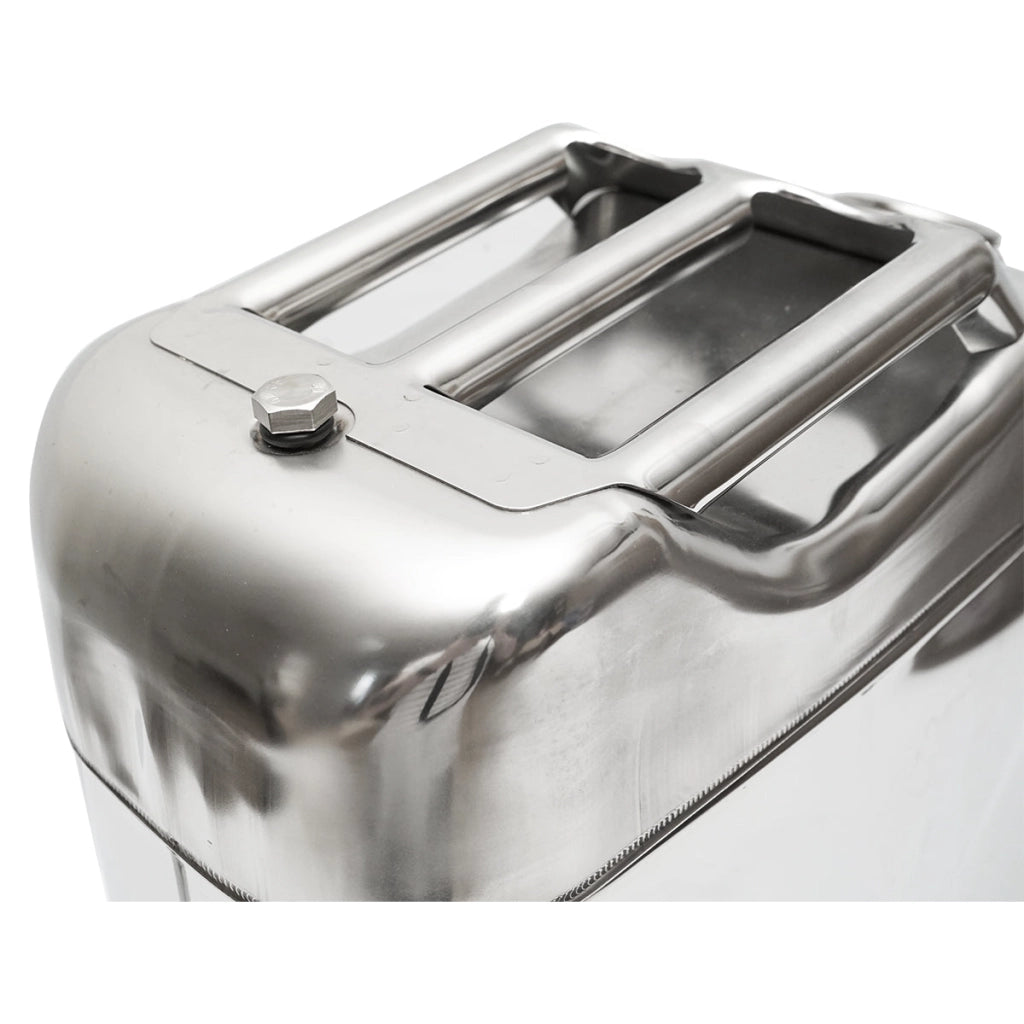 Tanica in acciaio inox da 20 litri con tubo flessibile e tappo a vite