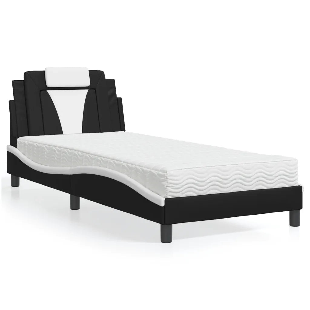Letto Viana con Materasso Nero e Bianco 80x200 cm in Similpelle 3208759