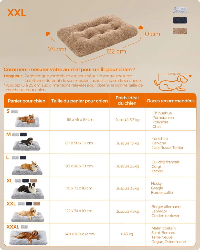 Cesta per cani divano cuccia per animali imbottita 122 x 74 cm morbida lavabile in lavatrice cuscino marrone per cani 12_0006805