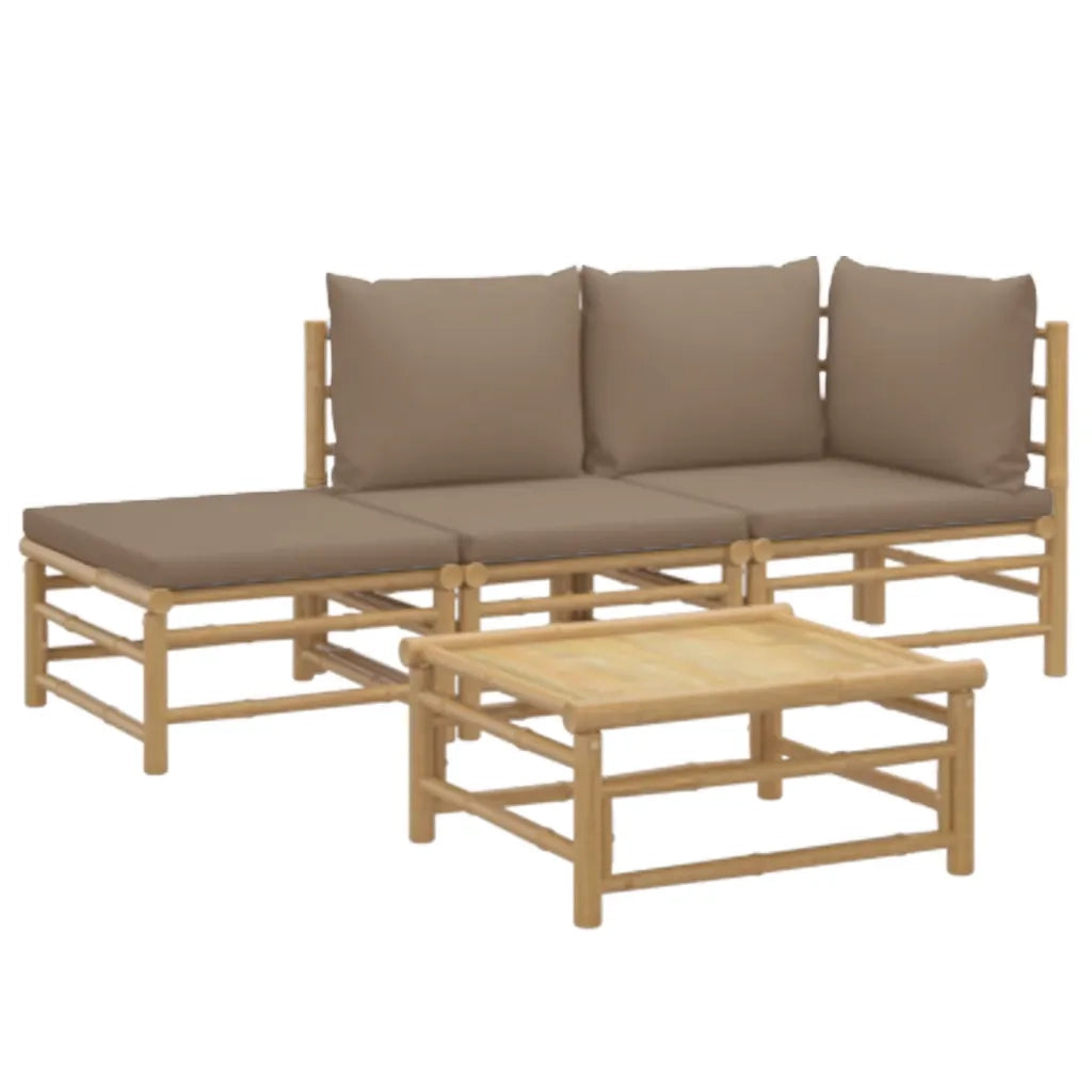 Set Salotto da Giardino 4pz con Cuscini Tortora BambÃ¹cod mxl 124227