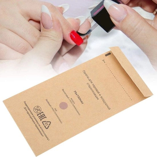 Set di sacchetti di sterilizzazione 100 pezzi - Sacchetti di plastica monouso - Sacchetti per manicure - Tas per la pulizia - Tas per la conservazione - Dimensioni 75x150mm