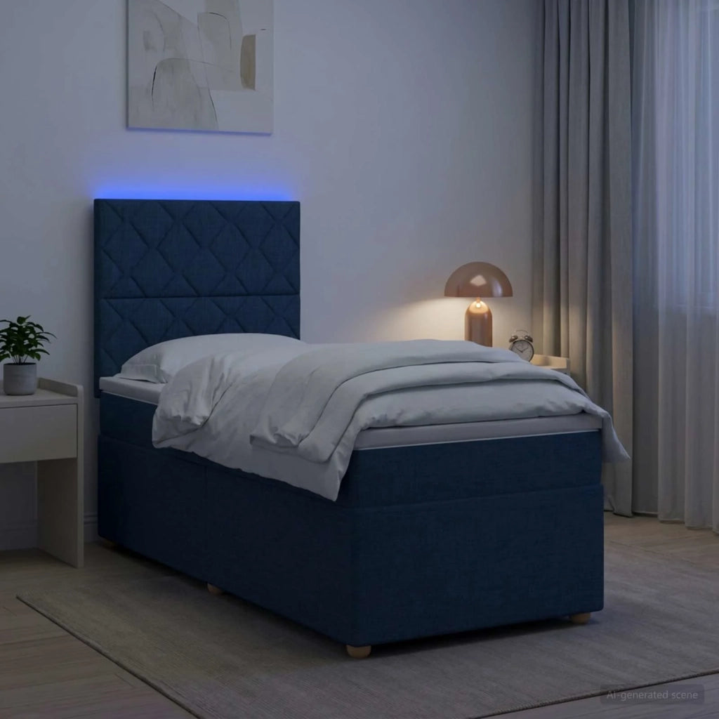 Letto box spring con materasso Blu 80 x 200 cm Tessuto 3455230