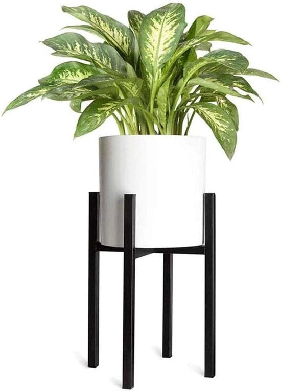 Supporto per piante 40 * 25 cm Bacinella per fiori in metallo con piede di gomma - Decorazione per giardino e balcone nera