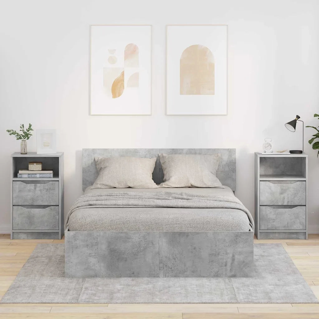Comodini con cassetto 2 pcs Grigio cemento 40 x 30 x 467 cm