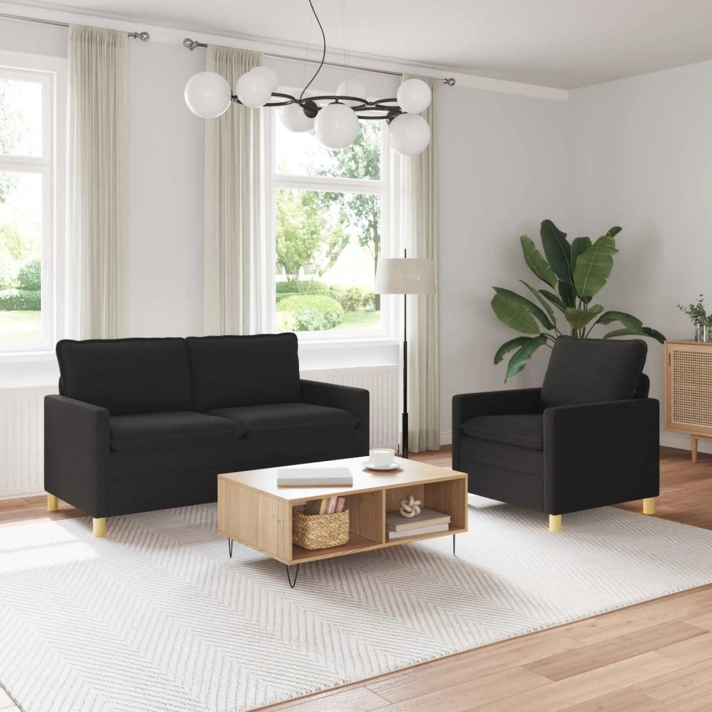 Set di divani 2 pz Nero Tessuto 3417081