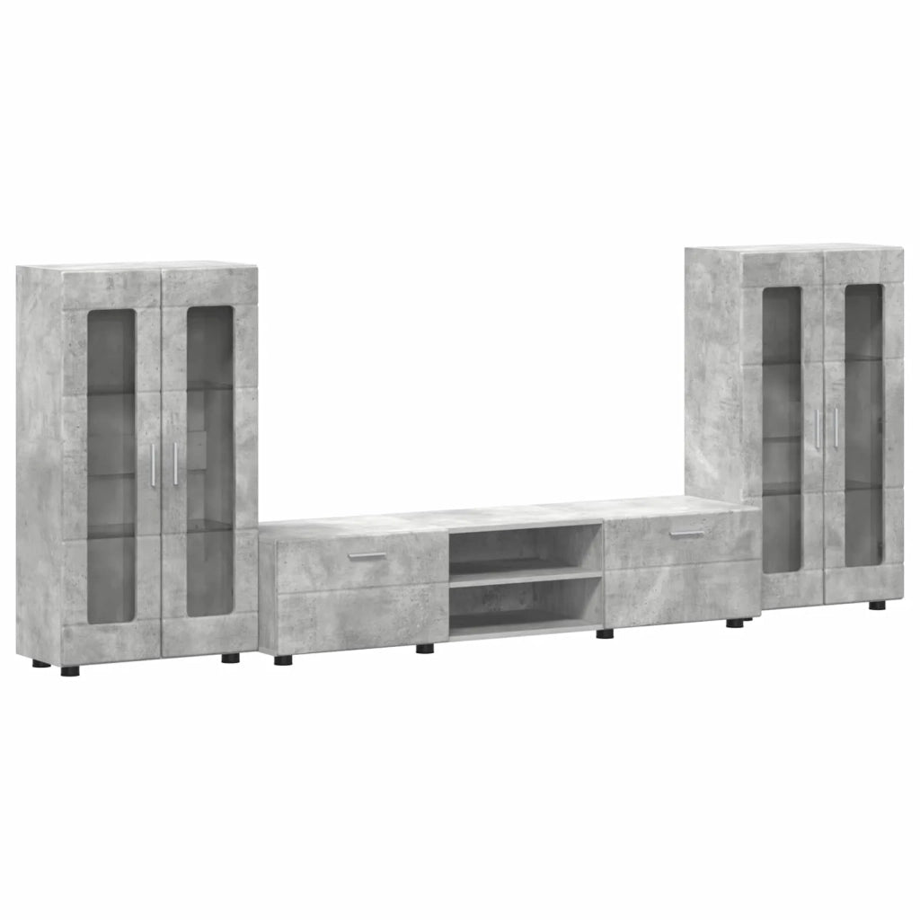 Set mobile TV FLORIN 3 pcs Grigio cemento Legno multistrato 3397937