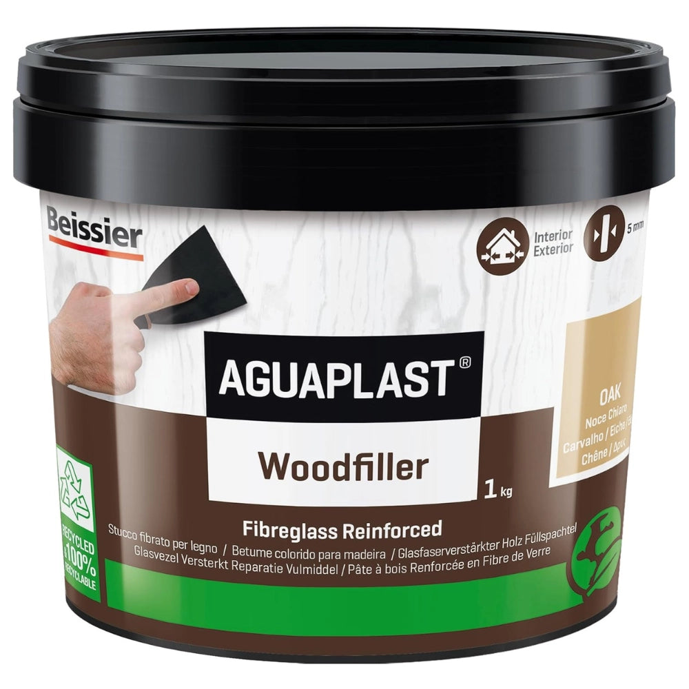 Aguaplast woodlite stucco pronto per legno resistente alle crepe 1 kg *** colore- noce chiaro, confezione 1