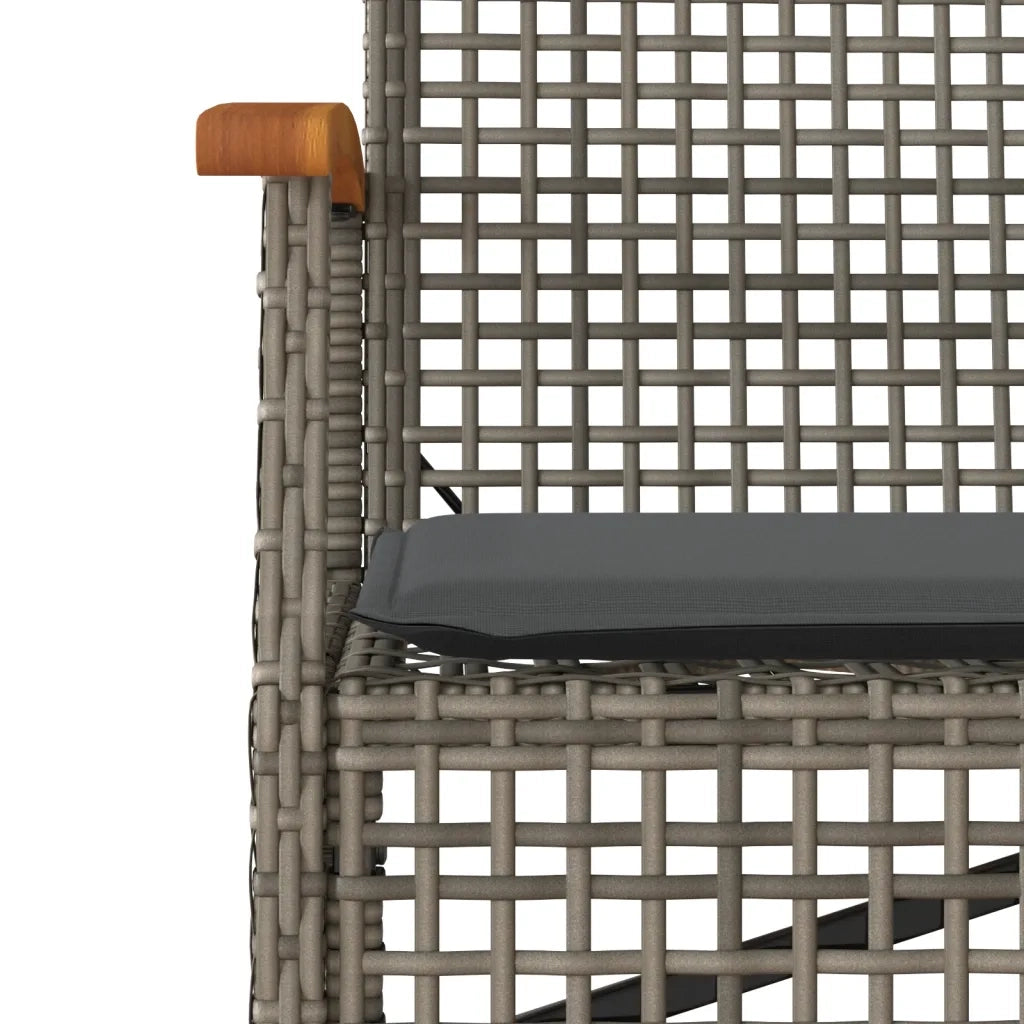 Set da Pranzo da Giardino 3 pz | Set Salotto da Giardino con Cuscini in Polyrattan Grigio