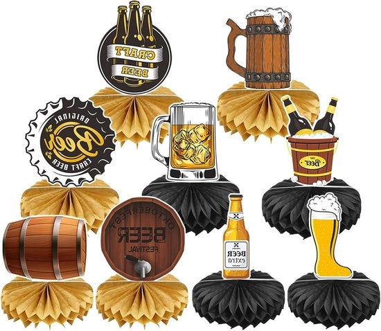 Set di decorazione per Oktoberfest a forma di cassetta di miele 3D - 9 pezzi
