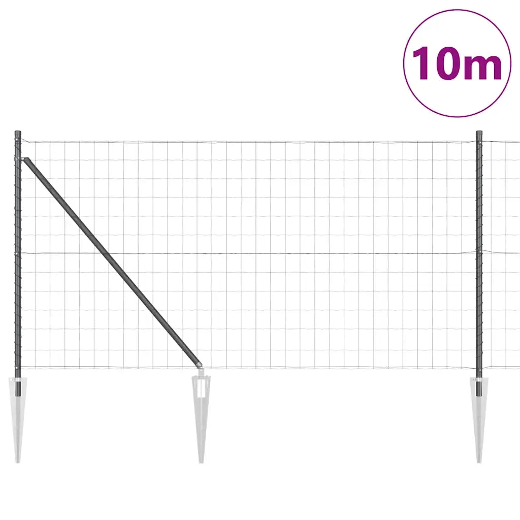 Recinzione da Giardino | Recinzione con Posto Grigio 1 x 10 m Acciaio e PVC