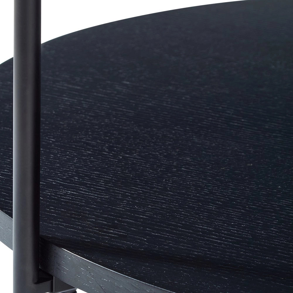 Tavolino da Caff¨¨ Rotondo in Legno Massello e Metallo ¨C MINIMAL ¨C Naturale/Noce/Nero, 69x69x38