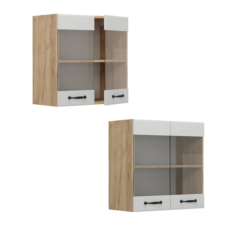 Vicco Mobile da cucina in vetro Bianco casa di campagna 60 cm