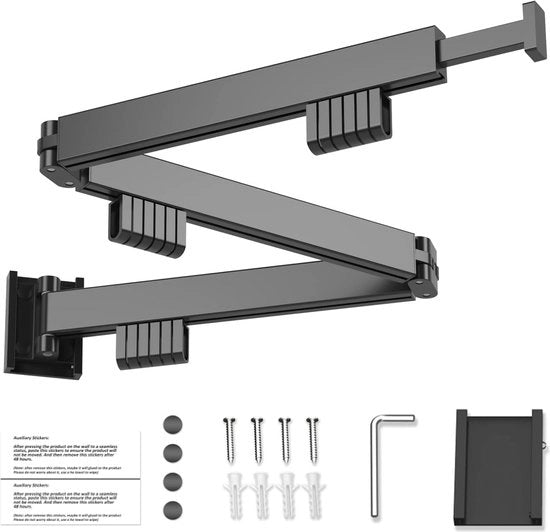 Raccoglierecambio pieghevole con 12/18 ganci e portaasciugamani per balcone e camera da letto (nero-3 ripieghe)