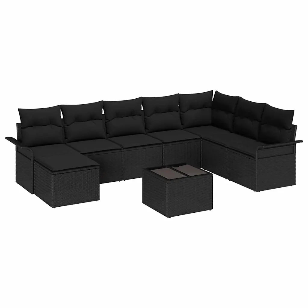 Set Divano da Giardino con cuscino 9 pcs Beige Poly Rattan 3354162