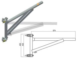 BRACCIO A PALO PER CARRUCOLA DI SICUREZZA KG.150  mm.874x452