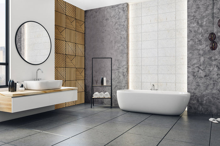 Set 10 Pannelli Decorativi Fonoassorbenti 58x58 cm in MDF Decoro D Obliquo Doppio Rovere Aurora