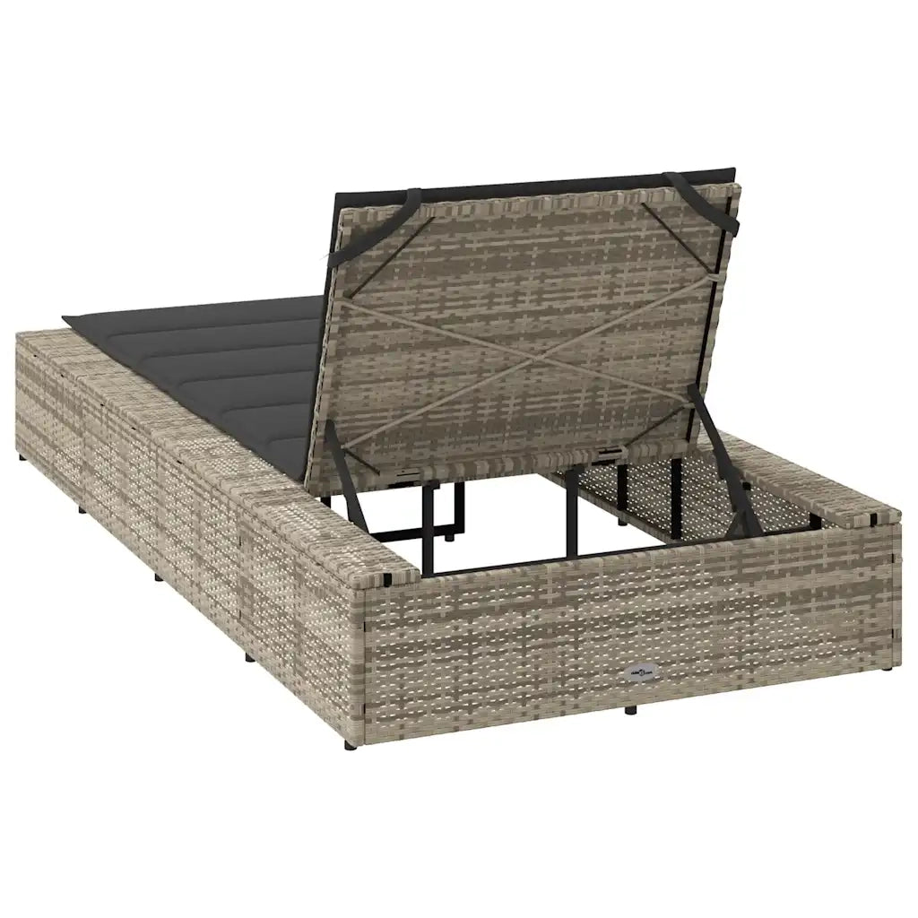 Sdraio da giardino | Lettino con Cuscino Galleggiante Grigio Chiaro in Polyrattan